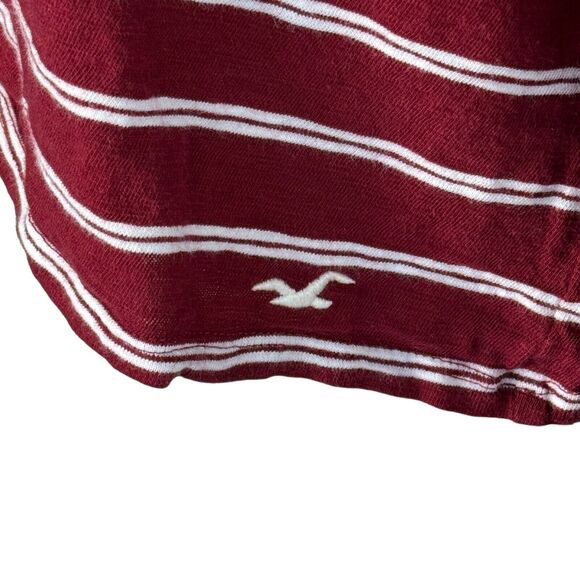 Hollister X-Small Cropped Tee-Shirt Top Striped Crew Neck Long Sleeve Oversized - Picture 7 of 9